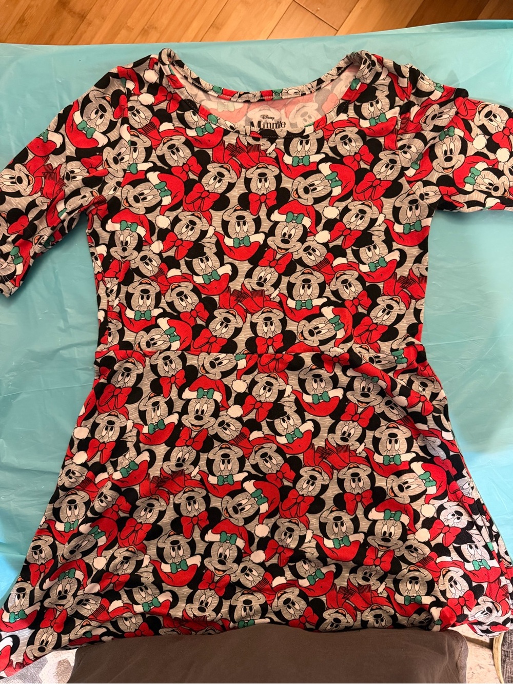 Disney Minnie Mouse Christmas Dress Girls Size M 7-8 Holiday Red Green